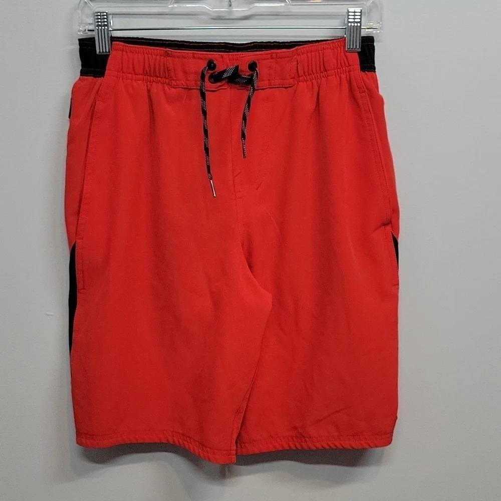 NIKE Red & Black Swimsuit Trunks Shorts Lined Men's size Small 9